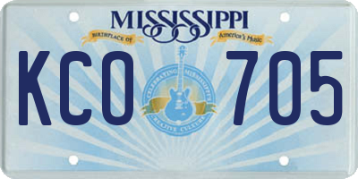 MS license plate KCO705