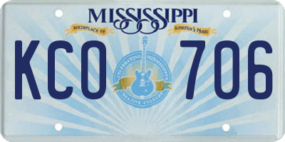 MS license plate KCO706