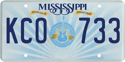 MS license plate KCO733