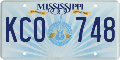 MS license plate KCO748