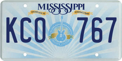 MS license plate KCO767