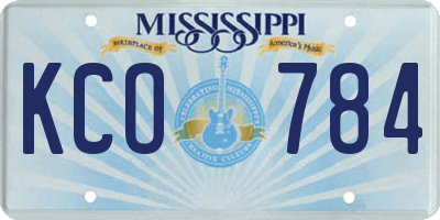 MS license plate KCO784
