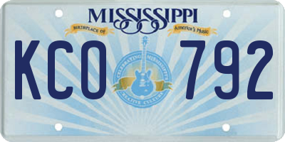 MS license plate KCO792