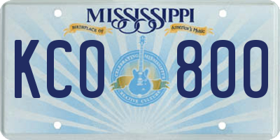 MS license plate KCO800