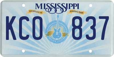 MS license plate KCO837