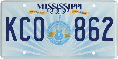 MS license plate KCO862