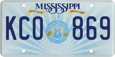 MS license plate KCO869