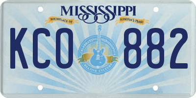 MS license plate KCO882