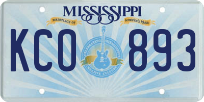 MS license plate KCO893