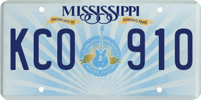 MS license plate KCO910
