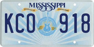 MS license plate KCO918
