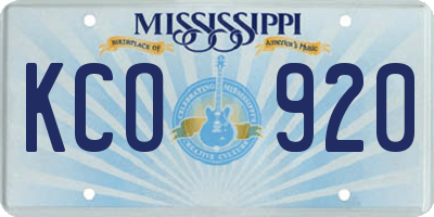 MS license plate KCO920