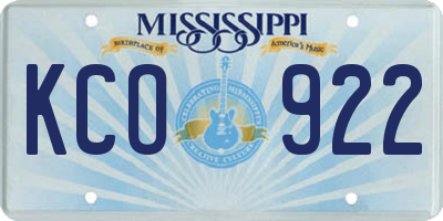 MS license plate KCO922