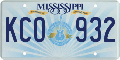 MS license plate KCO932