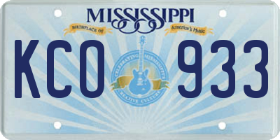 MS license plate KCO933