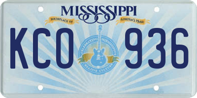 MS license plate KCO936