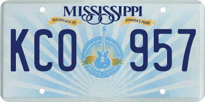 MS license plate KCO957