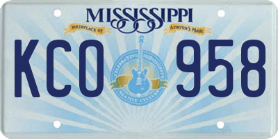MS license plate KCO958