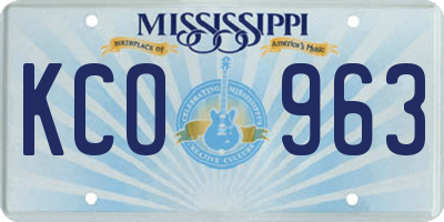 MS license plate KCO963