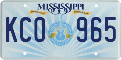 MS license plate KCO965