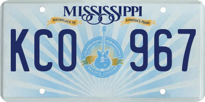 MS license plate KCO967
