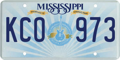 MS license plate KCO973