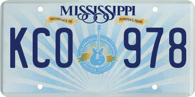 MS license plate KCO978