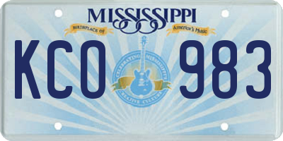MS license plate KCO983