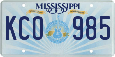 MS license plate KCO985