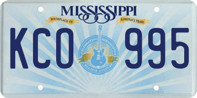 MS license plate KCO995