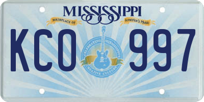 MS license plate KCO997
