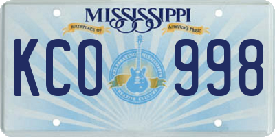MS license plate KCO998