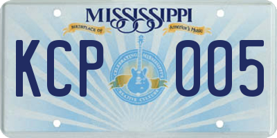 MS license plate KCP005