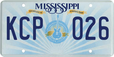 MS license plate KCP026