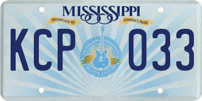 MS license plate KCP033