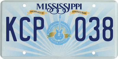MS license plate KCP038