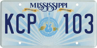 MS license plate KCP103