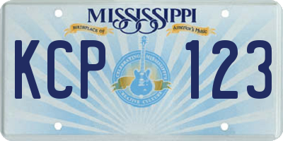 MS license plate KCP123