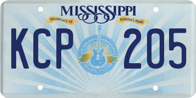 MS license plate KCP205