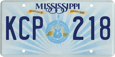 MS license plate KCP218