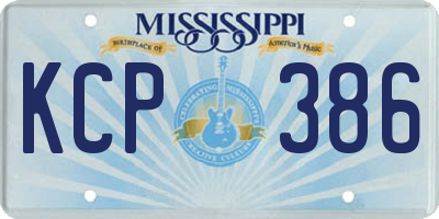 MS license plate KCP386