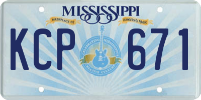 MS license plate KCP671