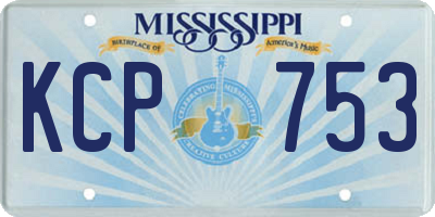 MS license plate KCP753