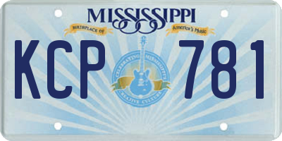 MS license plate KCP781
