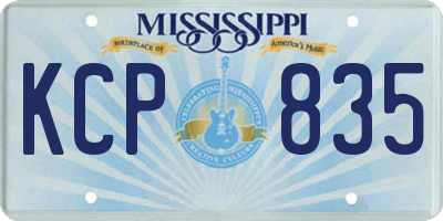MS license plate KCP835