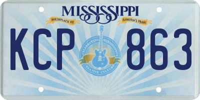 MS license plate KCP863