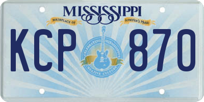 MS license plate KCP870