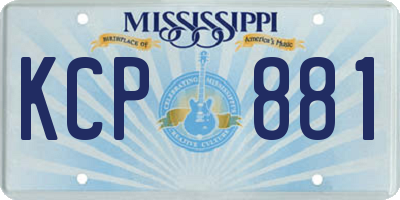 MS license plate KCP881
