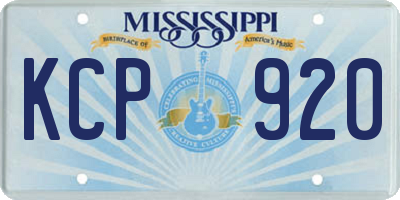 MS license plate KCP920