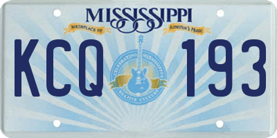 MS license plate KCQ193